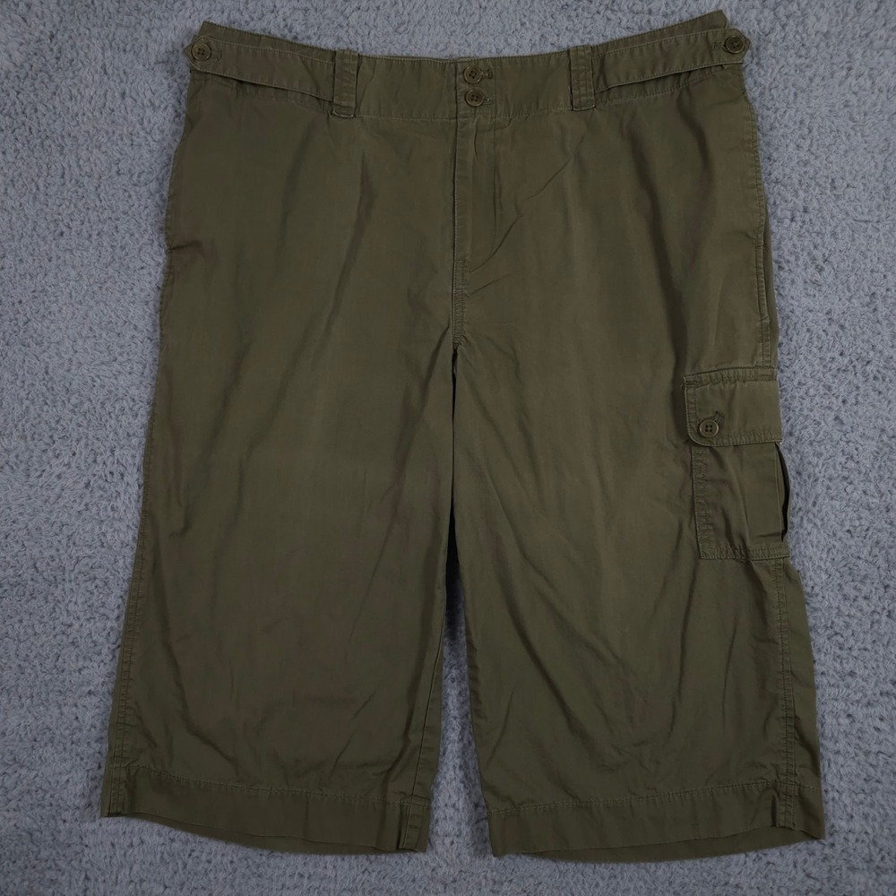 Lauren Ralph Lauren Pants Womens 14W Plus Green Cargo Wide Leg Capri‎ Casual